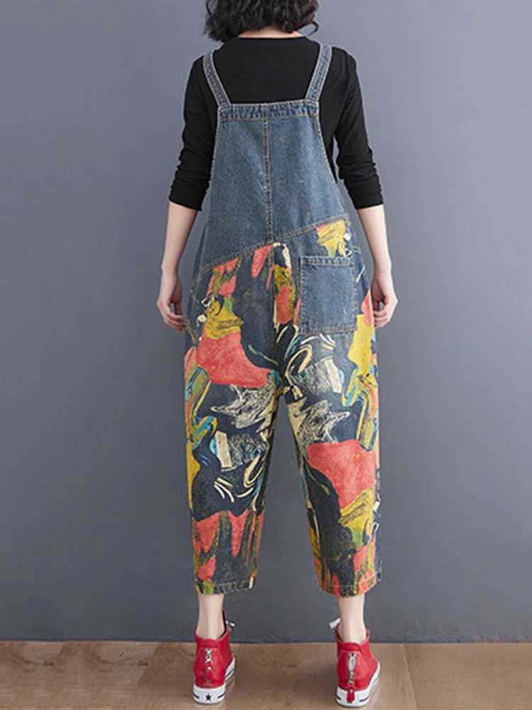 AmaxluluE Streetwear Summer Womens Fashion Denim Overalls Loose Vintage Jeans Ladies Casual Classic Pants Solid Trousers M260323