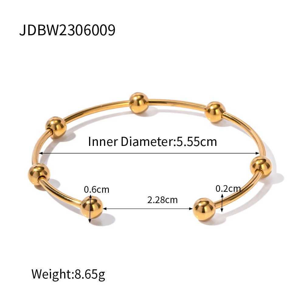 Uworld18k Gold Plated Stainless Steel Jewelry Waterproof Mulit Round Ball Open Bangles for Women Man H260323 - view 7