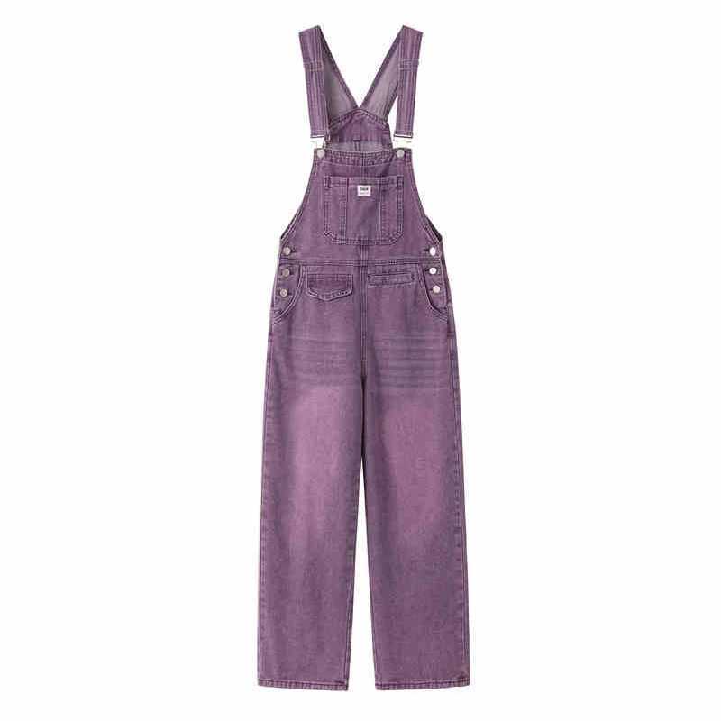 Vintage Denim Overalls Women Spring Autumn High Waist Straight Jumpsuits Female Loose Casual Suspender Jeans M260323
