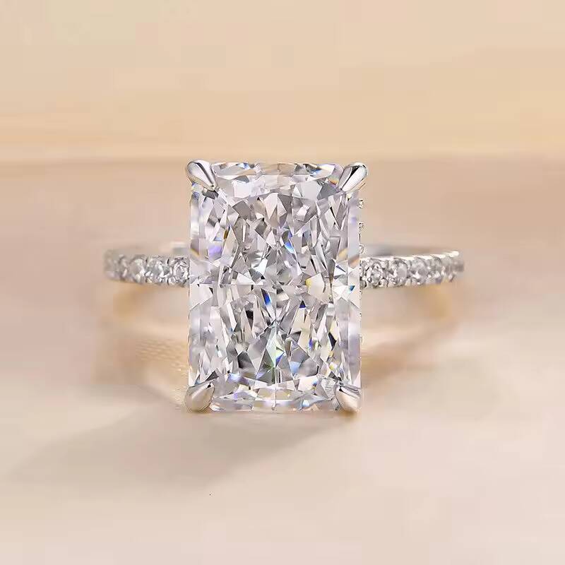 MaiYi Radiant Cut Lab Grown 1-5 Ct Diamond Ring 14K/18K Gold 4 Prong Pave IGI Certified D-G Color VVS1-VS2 Diamond Rings