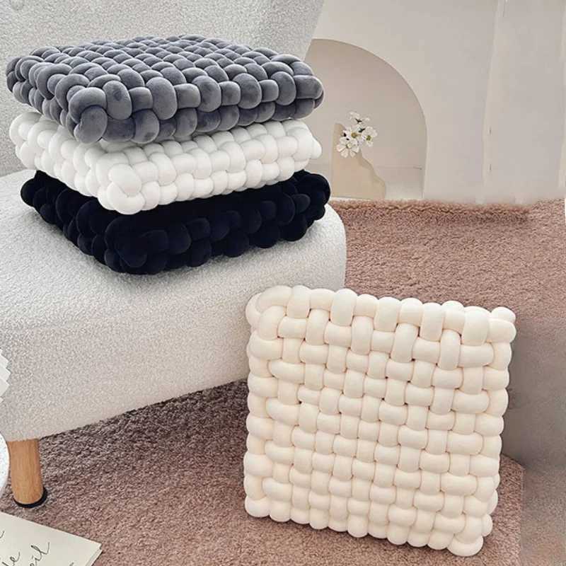 Aesthetic Knot Plush Cushion Nordic Square Stuffed Pillow Sofa Decorative Plush Pillow Floor Windowsill Weaven Cushion Decor H260323