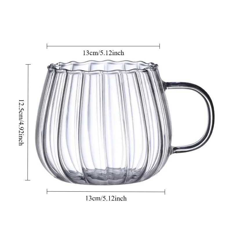 400ml High Borosilicate Glass Cups Creative Striped Mug Pumpkin Cup Breakfast Milk Glass Water Cup Teacup Home Office Drinkware H260323