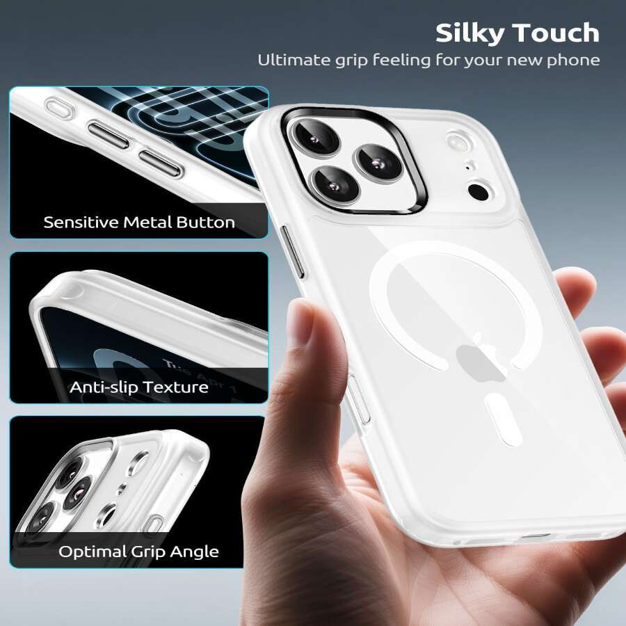 Magnetic Case for iPhone 15 16 Pro Max, MagSafe Compatible, Military Grade Shockproof Clear Hard Back & Soft TPU Bumper - view 6
