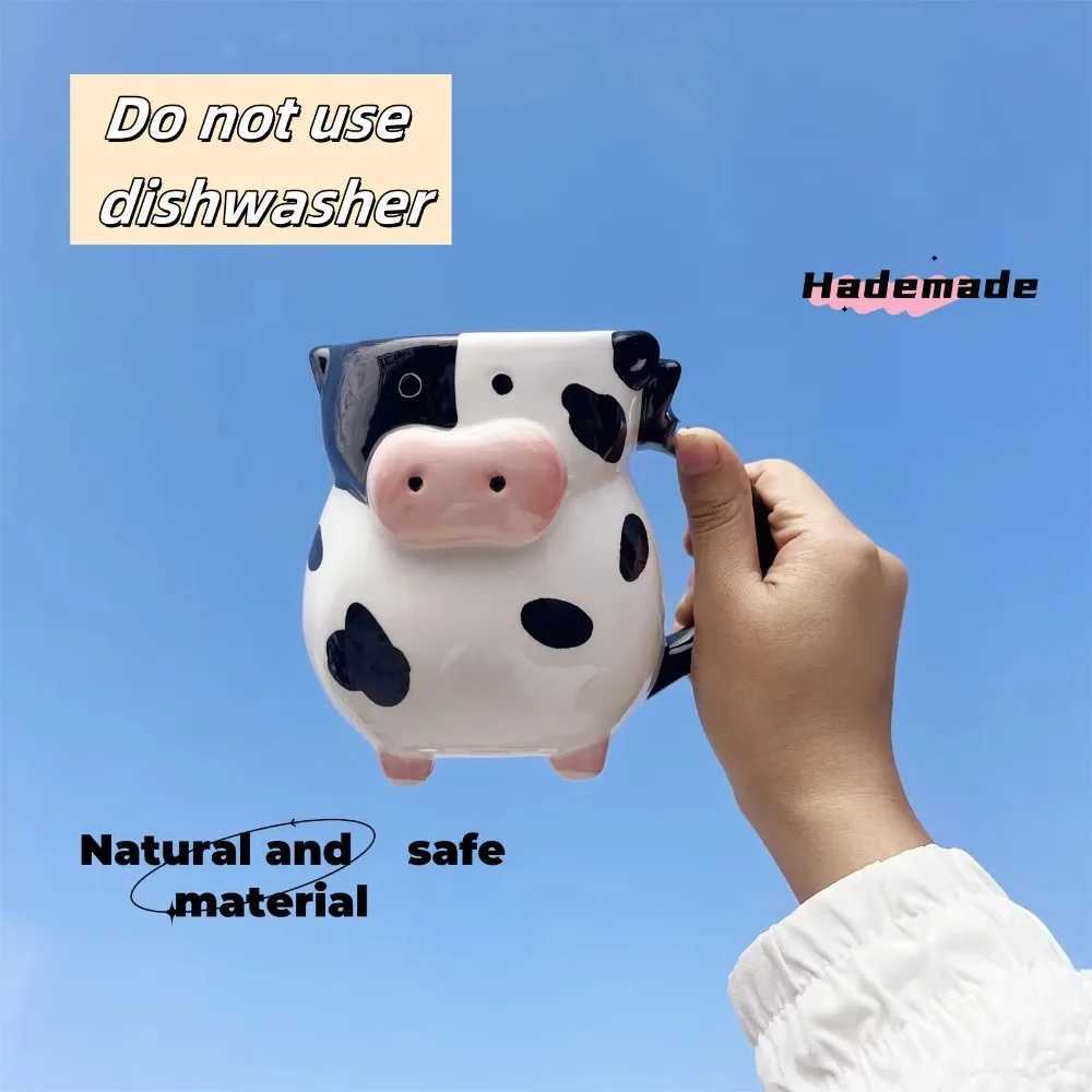 Cartoon Cow Ceramic Mug for Home Baking Dessert Cute Coffee Cup Creative Milk Mugs Breakfast Cup Juice Cup Kids Christmas Gift D260323