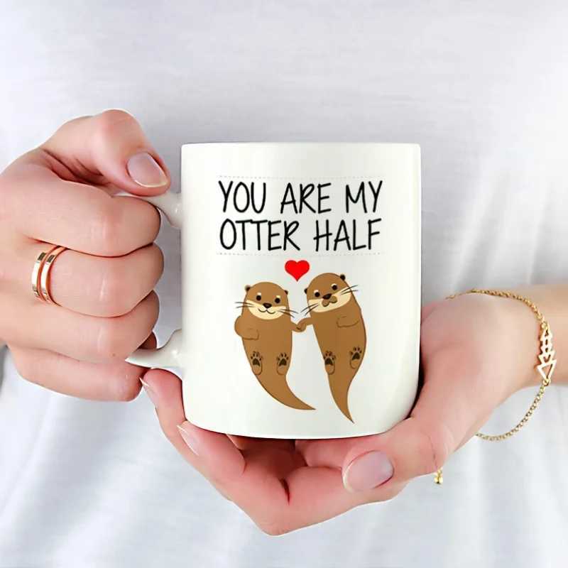1pc Otter Love Ceramic Coffee Mug - Insulated Reusable Machine Washable Multipurpose Perfect for Mothers Day Birthdays D260323