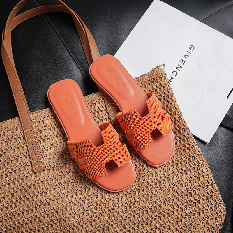 HZGUSIFU free shipping designer slippers for womens flat slippers black brown grey beige rose red orange Fashionable outdoor beach slippers