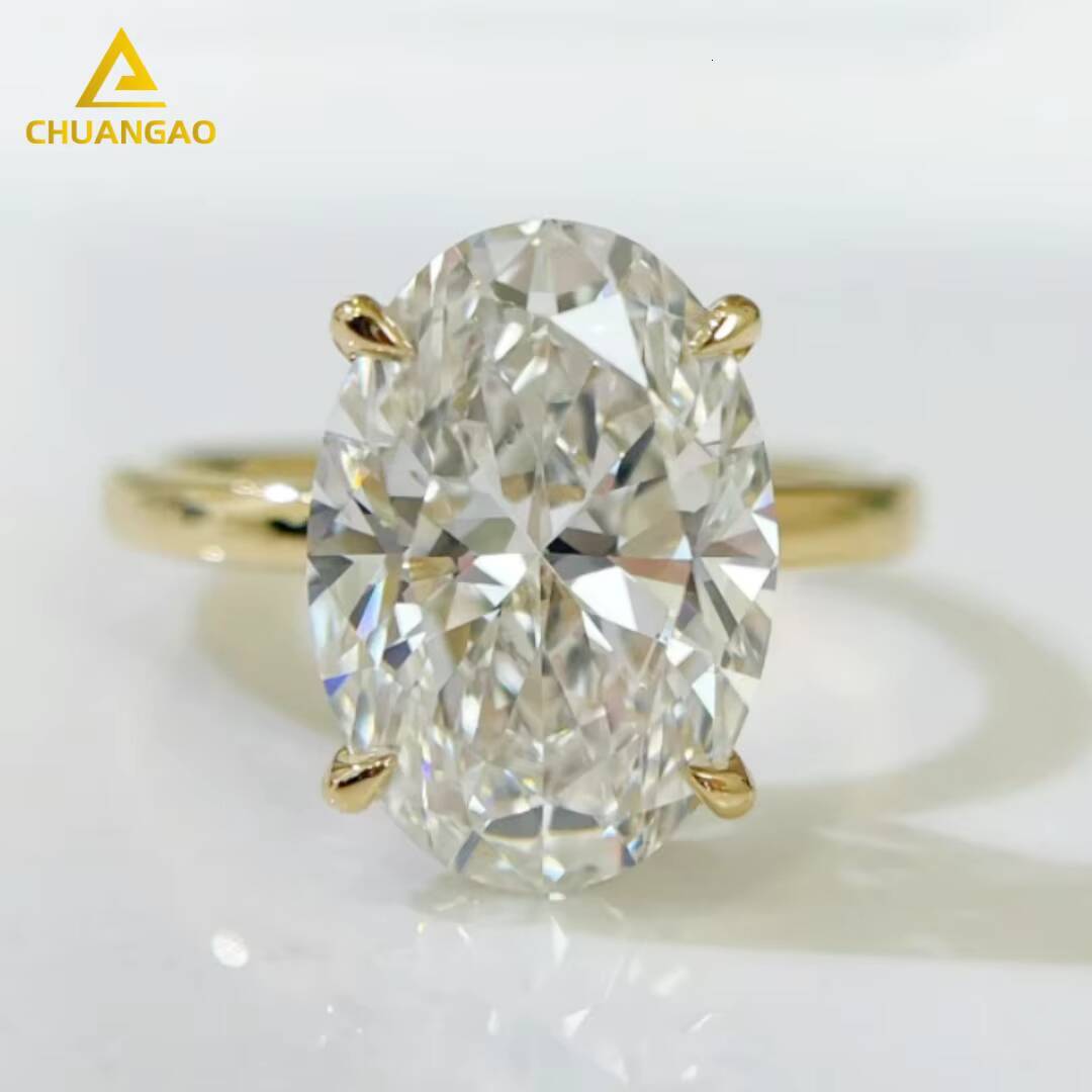 Wholesale Ring Lab Grown Diamond Class Ring 1ct 2ct 3ct 9k 14K 18k Solid Gold Oval Real Diamond Engagement Rings for Women
