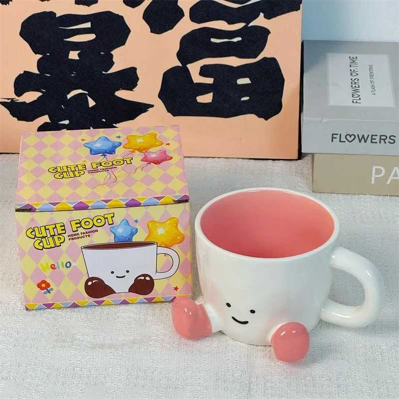Creative Ceramic Coffee Mugs for Couples Cute Cartoon Valentine Birthday Gift Set with Gift Box Packaging D260323
