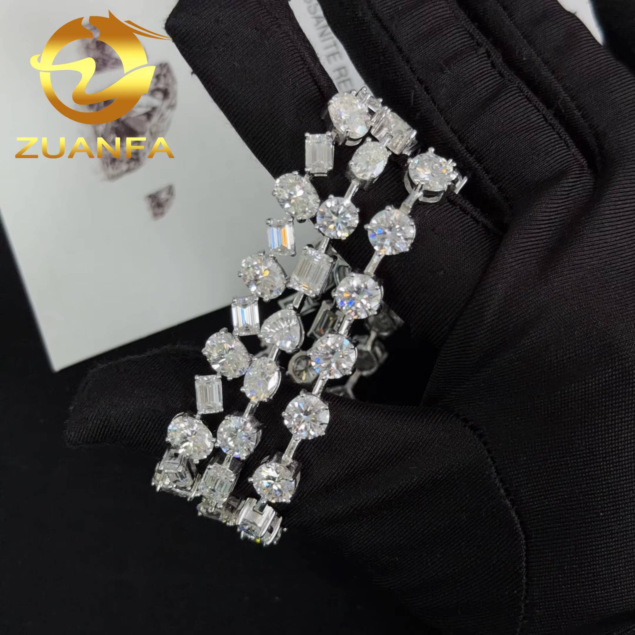 New Fancy Cut Hip Hop Jewelry 925 Silver Moissanite Diamond Tennis Bracelet Men Women Iced Out Tennis Bracelet