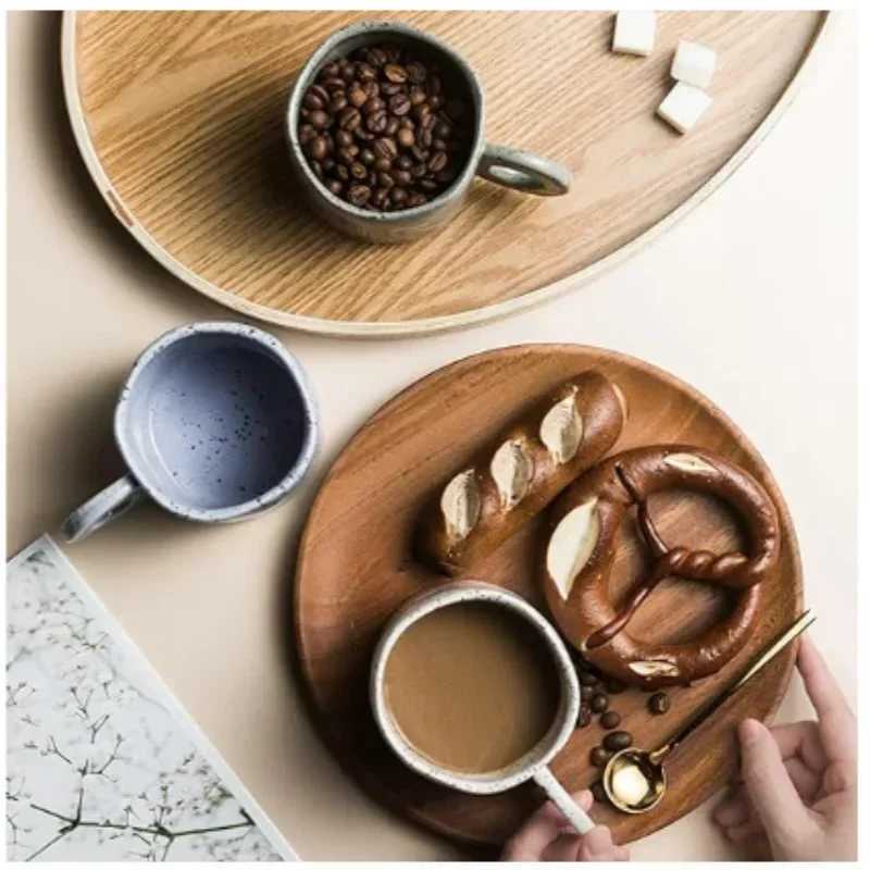 250ML Ceramic Mugs Creative Ring Handle Korean Style Irregular Splash Ink Coffee Cup Office Home Breakfast Tea Cup Handgrip Mug H260323