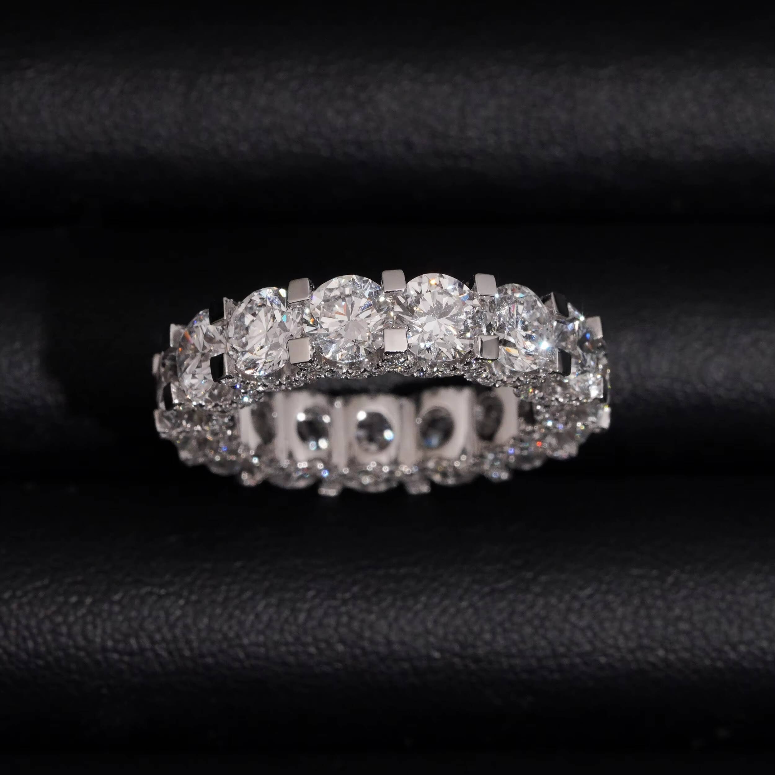 10K White Gold VVS D Color IGI Certificated 50 PoINTER RoundCut Diamond CVD Lab Diamond Ring Band