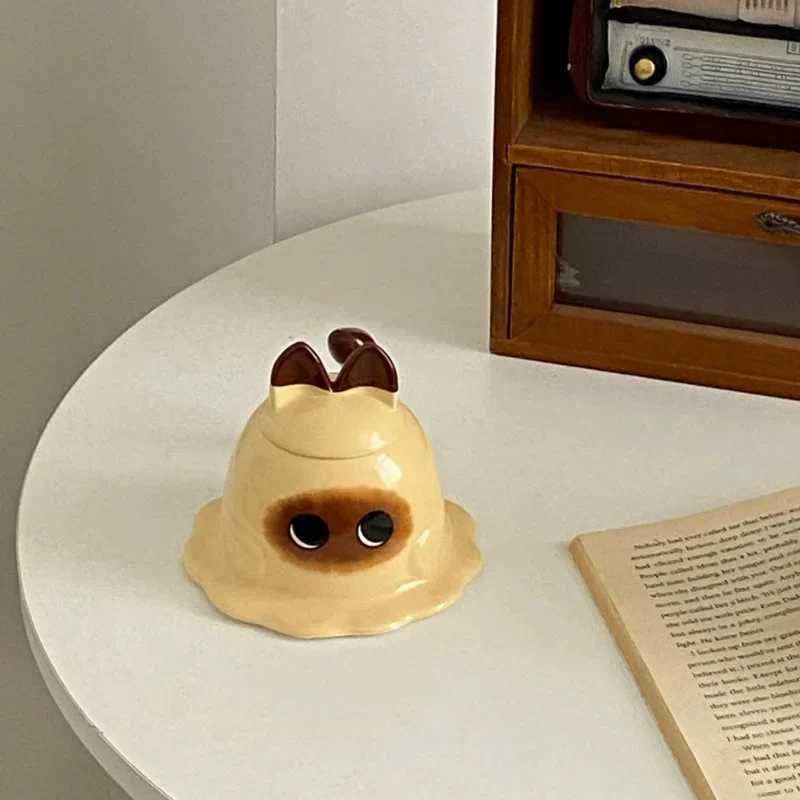 Kawaii Siamese Cat Mashed Potato Coffee Cup Cute Ceramic Mug Milk Cups High Appearance Level Kitchen Accessories Drinkware Mugs H260323