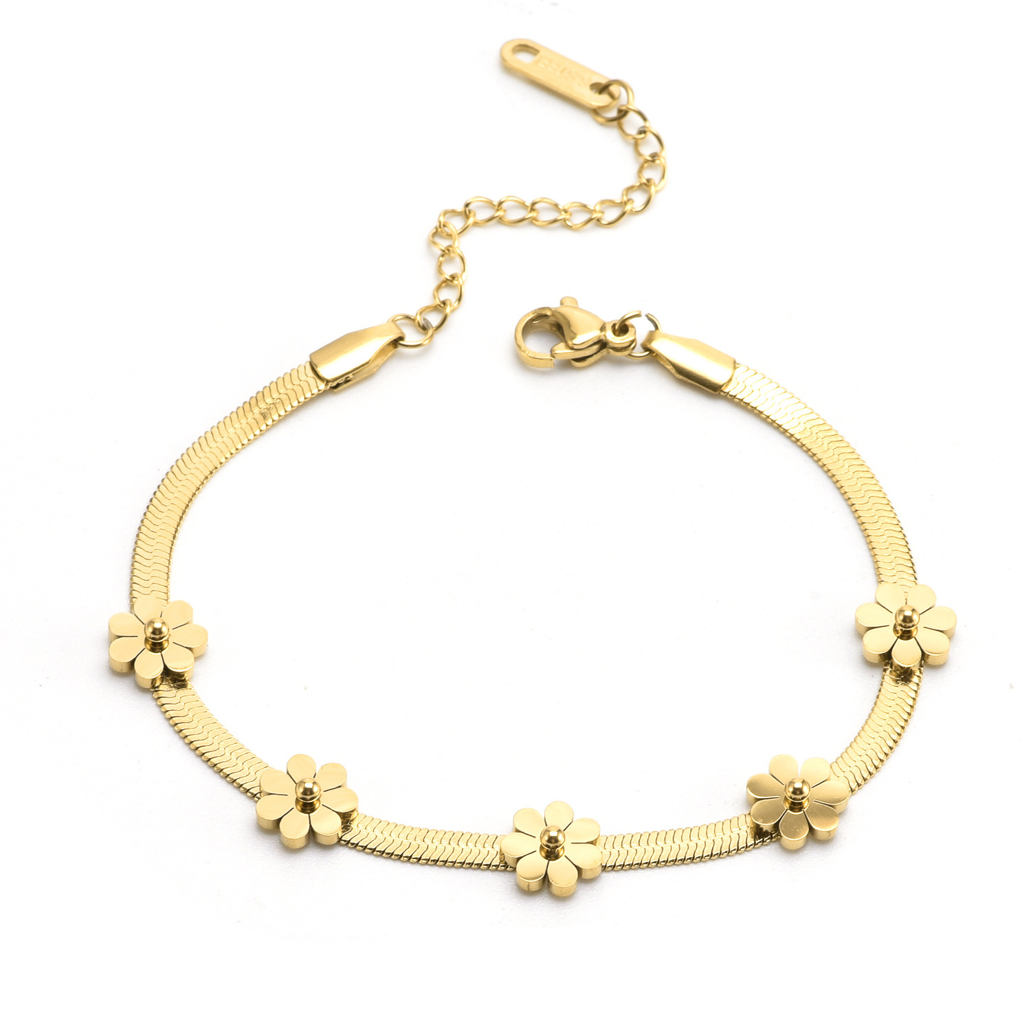 Hot Sale Stainless Steel 18k Gold-Plated Five-Leaf Daisy Flower Necklace Bracelet Jewelry Set For Woman Jewelry Clover Snake Chain Designer Chain - view 6