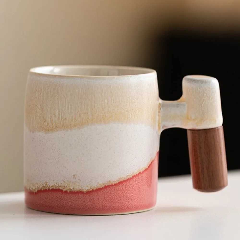 Creative Ceramic Coffee Mug Wood Handle Microwave Dishwasher Safe Coffee Cup Handmade 70ML Porcelain Mug Milk Cocoa Hot Tea H260323