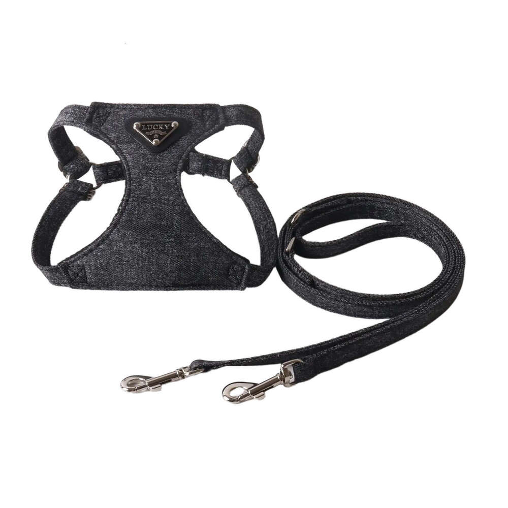 Dog Cat Harness Aminger Walking Small Dog Leash Chest Harness Vest Snowflake Denim Triangle Logo Pet Supplies Dog Cat Collar