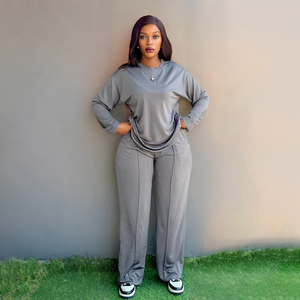 Women's Yoga Sets Fashion Casual Long Sleeves Pullover Tops Wide-Leg Long Pants Two-Piece Set Plus size Tracksuits With Drawstring Sports Clothin