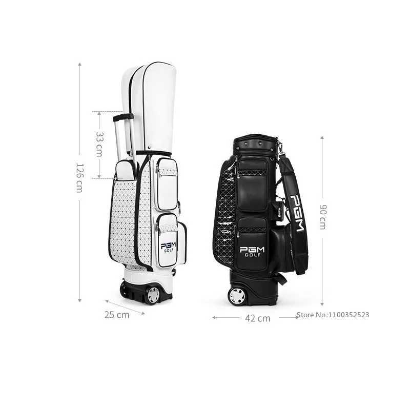 PGM Women Men PU Leather Golf Stand Bags Waterproof Golf Standard Ball Bags with Wheel Ultra-Light Golf Pack with Shoulder Strap D260323