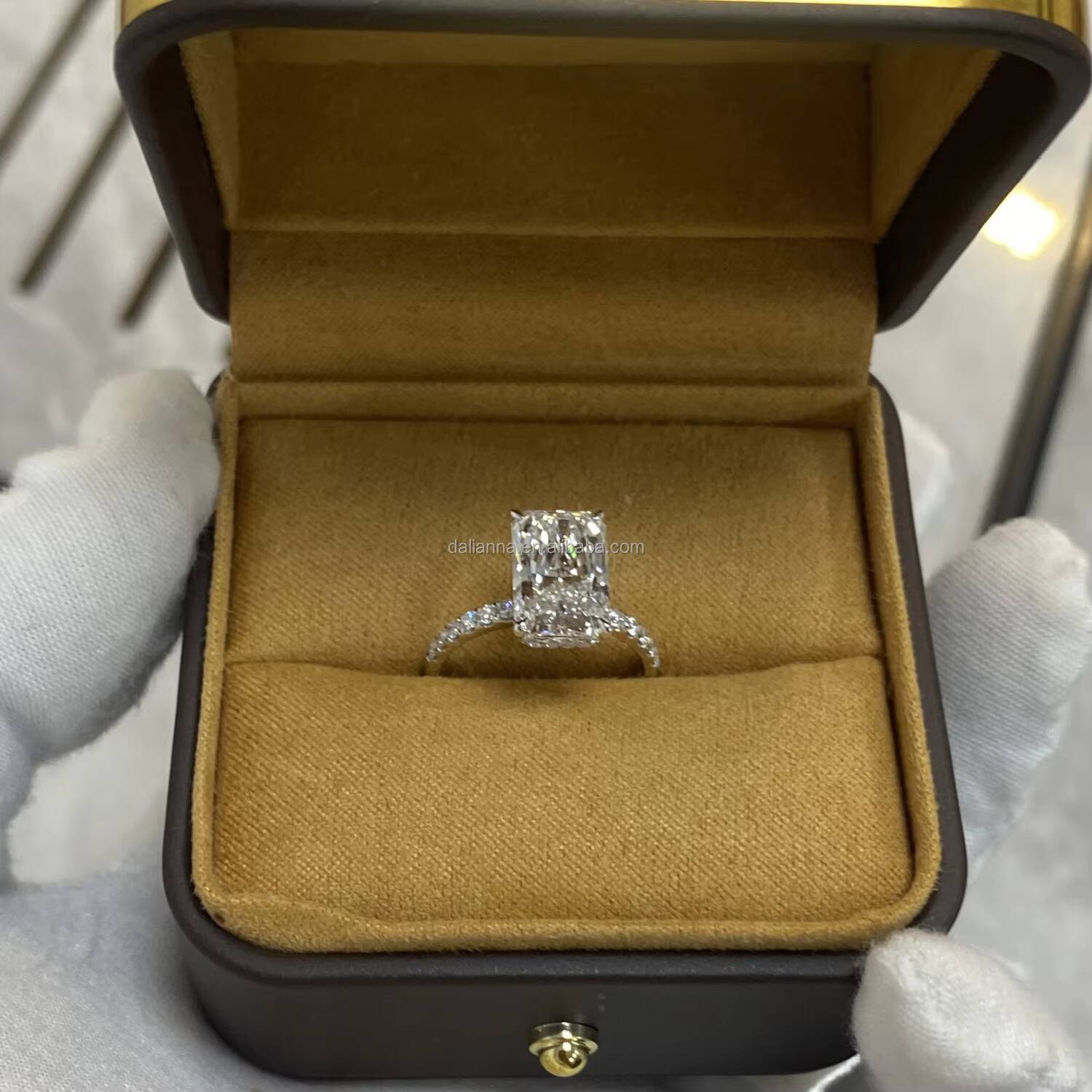 Radiant Cut Lab Grown 1-5 Ct Solid Gold 14K/18K White Gold 4 Prong Pave IGI Certified D-G Color VVS1-VS2 Womens Ring