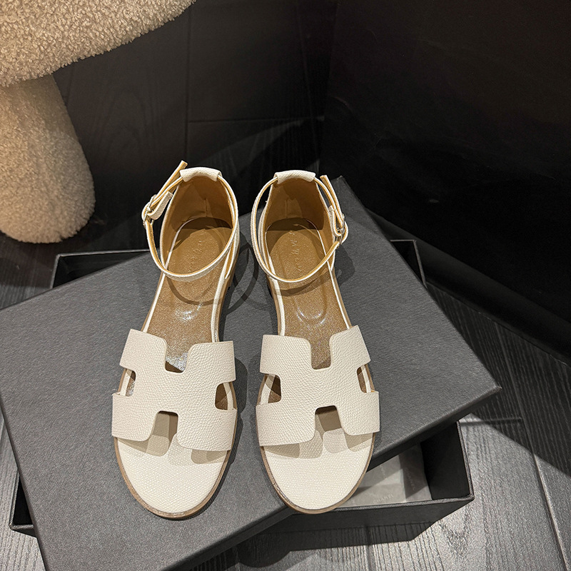 designer for womens flat sandals beige white black pink khaki grey Fashionable and versatile Outdoor sandal shoes top1