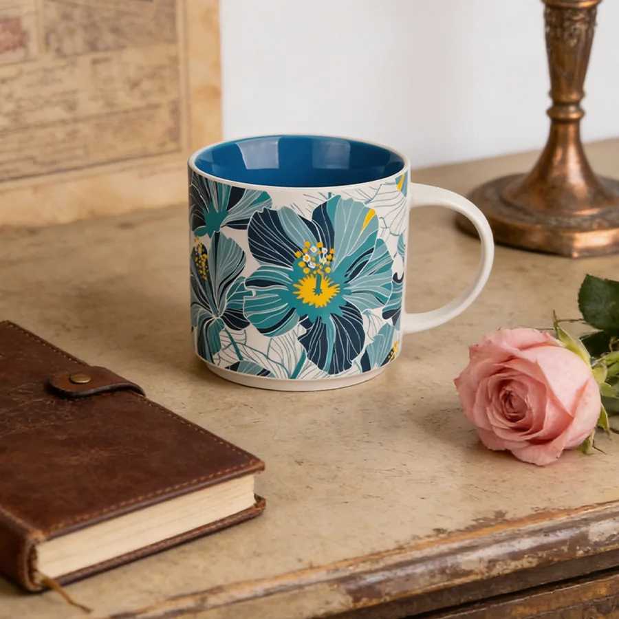 Ceramic cup Coffee cup Water cup Mug Tea cup Cup Dedicated Japanese style Ceramic Floral pattern Couple H260323