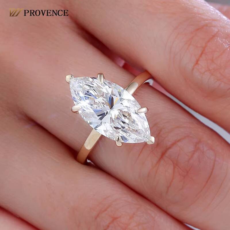 509ct Marquise Cut DEF VVS Lab Grown Diamond Rings 18K Solid Yellow Gold Fine Rings Engagement Rings for Women Anniversary Gift