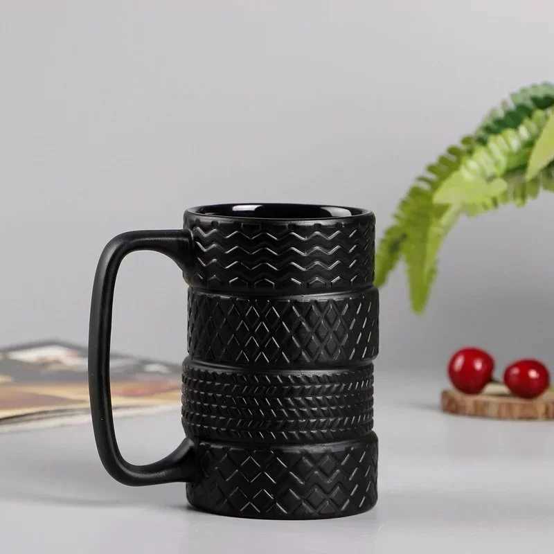1Pcs Tire Ceramics Mug Creative Novelty Tire Shaped Cup Large Capacity Heat-resisting Office Home Coffee Breakfast Mugs Gifts D260323