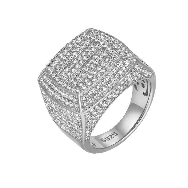 925 Sterling Silver Moissanite Rings for Men Hip-Hop Trendy Factory Luxury Jewelry Hip Hop Fashion Rings