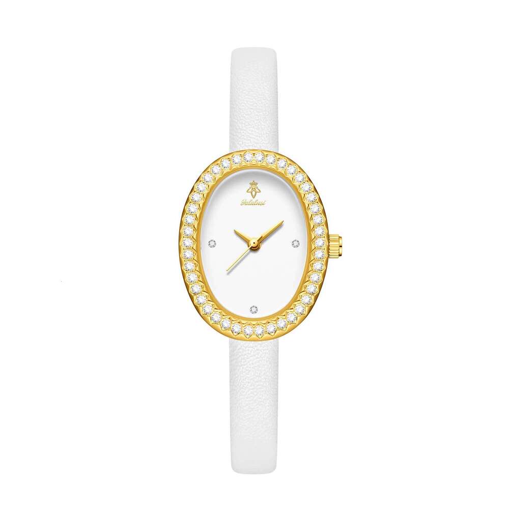 Elegant Small Dial Ins-style Green Leather Strap Women's Fashion Watch with Diamond Encrusted