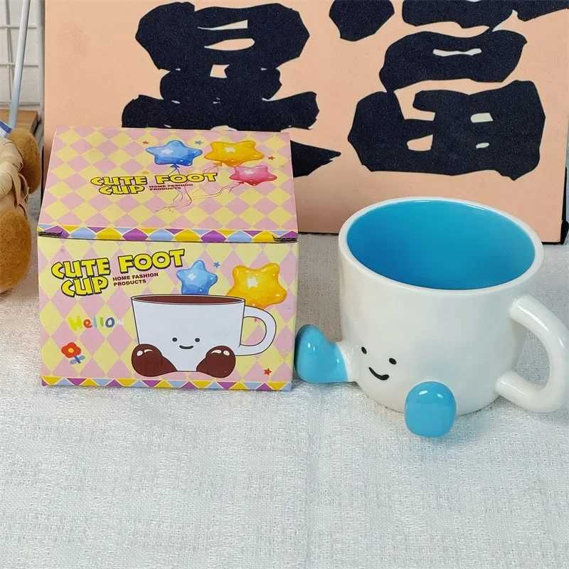 Creative Ceramic Coffee Mugs for Couples Cute Cartoon Valentine Birthday Gift Set with Gift Box Packaging D260323