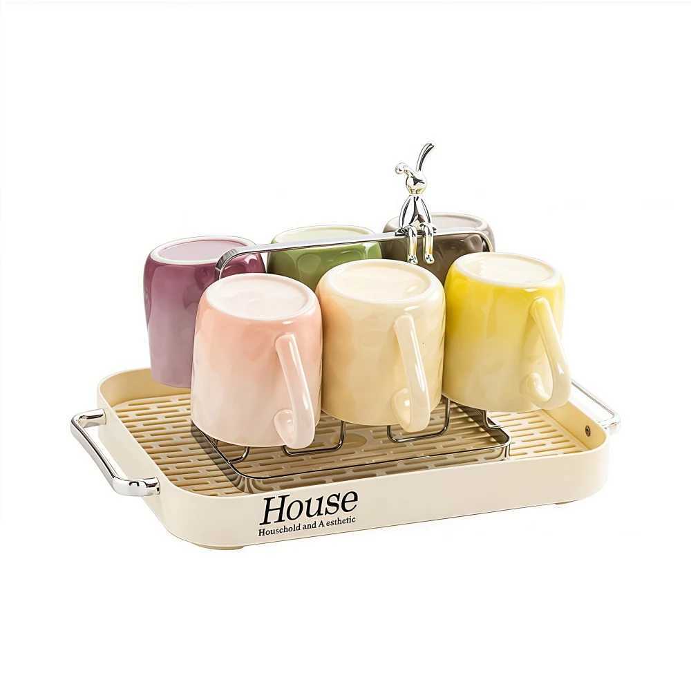 301-400ml Ceramic Mug Gift Set Gradient Color Ceramic Cup Customizable Funny Home Thermal Coffee Water Cups with Holder D260323