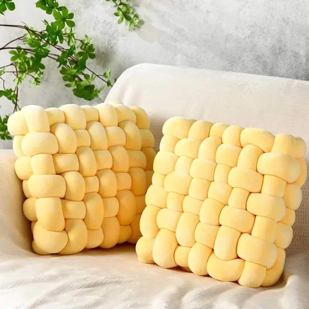 Knot Hand-made Cushion 2025 Square Nordic Aesthetic Stuffed Plush Pillow Washable Cover for Office Chair Bedside H260323