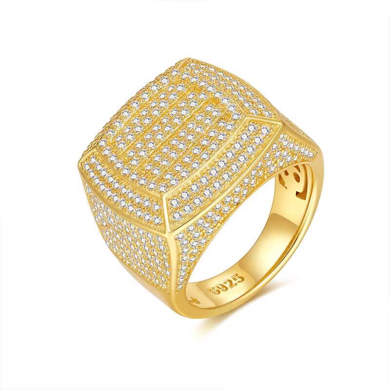 925 Sterling Silver Moissanite Rings for Men Hip-Hop Trendy Factory Luxury Jewelry Hip Hop Fashion Rings