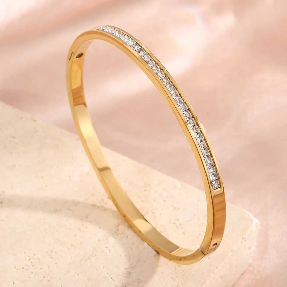 Yupsk New Fashion Inlaid Square Zircon Stainless Steel for Women Simple Minimalist Jewelry Wedding Party Gift H260323 - view 5