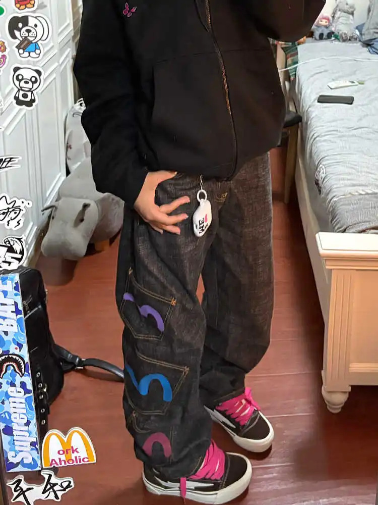WomensBaggy Cargo Jeans Abi Y2k Japanese Streetwear Hippop Goblin Core Cyber Punk Denim Pants Grunge ner Harajuku Cowboy 260625 - view 4