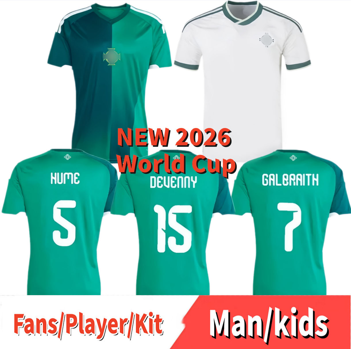 Northern Ireland jersey 2026 World Cup soccer jersey Home away training uniform Fans player mens kids football kit shirt uniforms green