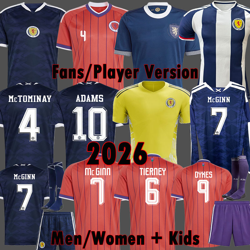 Scotland football shirt 2026 World Cup Soccer Jerseys ROBERTSON MCTOMINAY TIERNEY MCGINN DYKES ADAMS CHRISTIE FERGUSON long Sleeve Men and Kids Tops