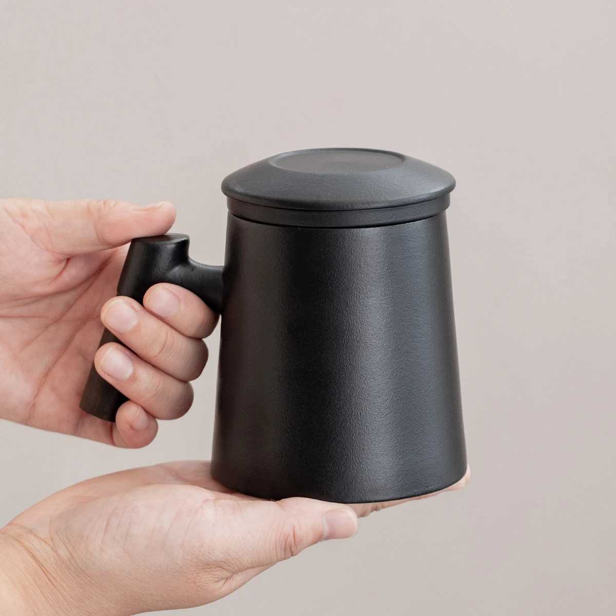 3-piece set of ceramic tea cups mugs with lids filtered tea water separation coffee cups beverage cups D260323