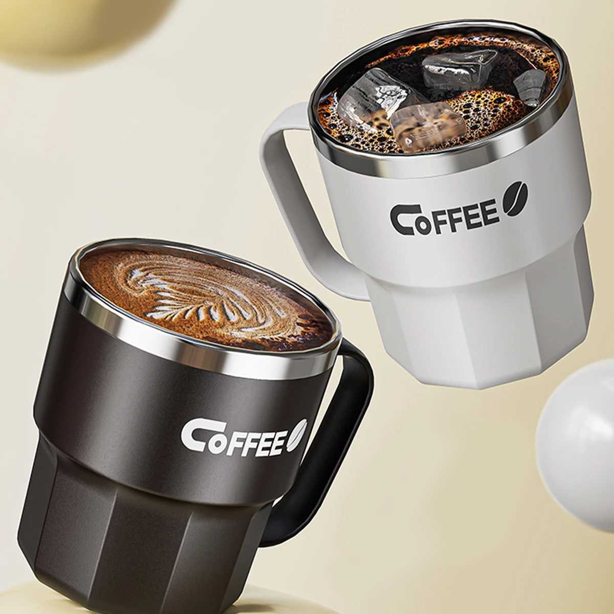 WORTHBUY Coffee Mug With LidHandle 304 Stainless Steel Tea Milk Coffee Cup Double Wall Insulated Anti Scalding Drinking Cup D260323