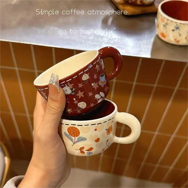 Vintage Cute Wealth Attraction Meow Cup Ceramic Cat Coffee Cup D260323