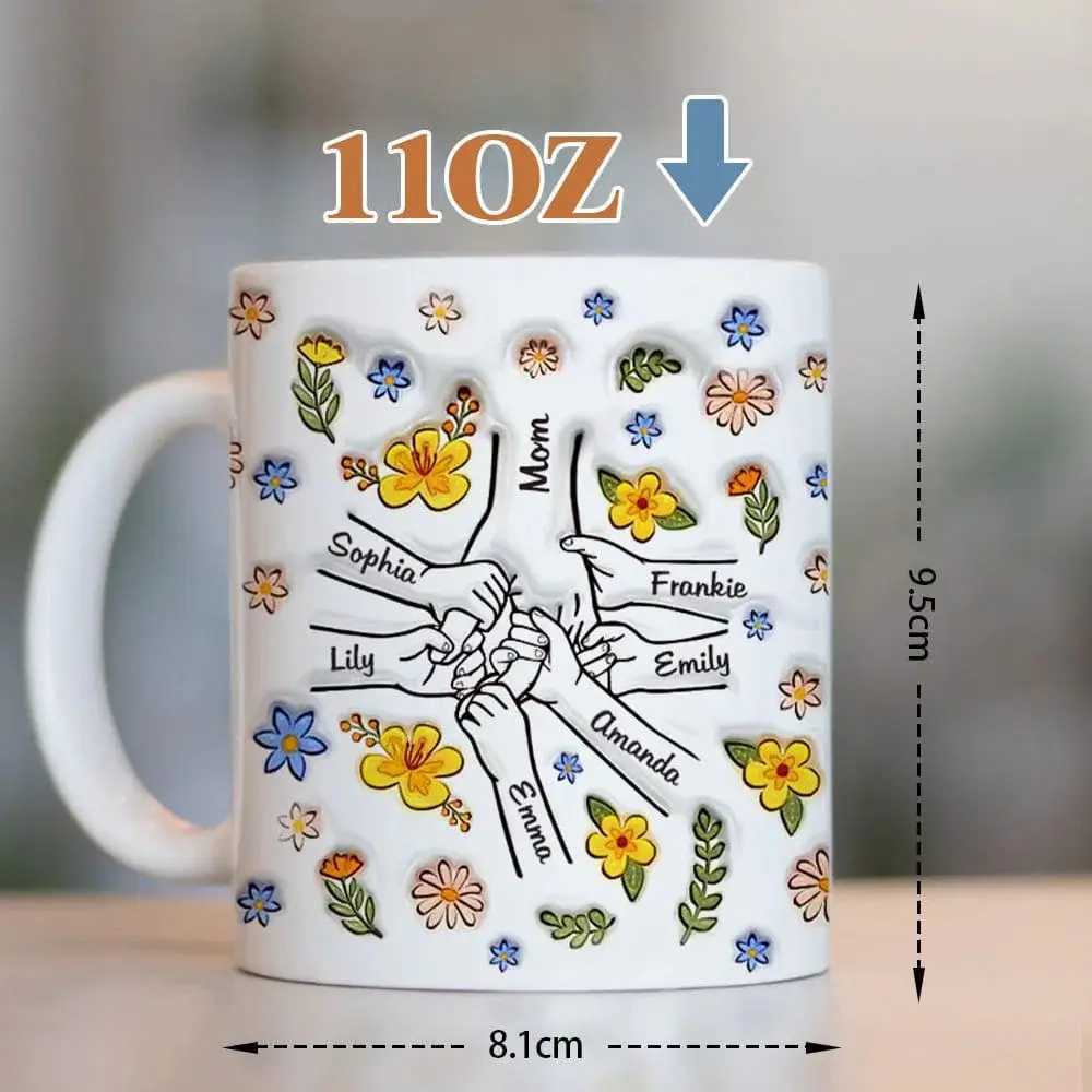 Custom Name Mug Cup Coffee For MotherCustom Inflated Flat 3D effect pattern Printed Mug Ideal Gift For Mom Kid Hand D260323