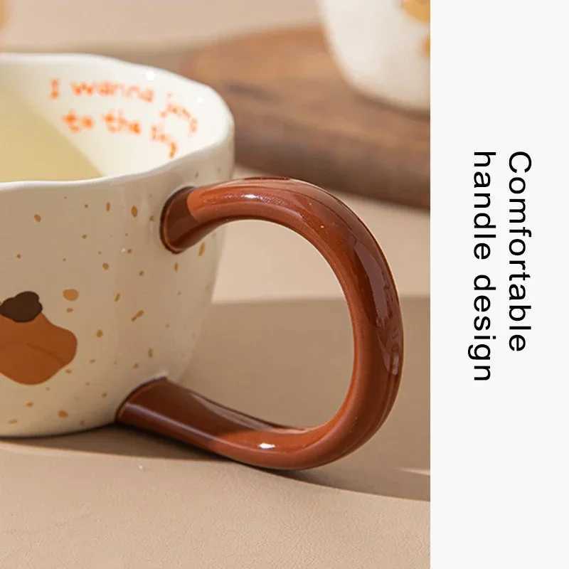 300ML Ceramic Mug Cartoon Cup Cute Puppy Pattern Coffee Cup Juice Breakfast Milk Oats Mug Yogurt Office Student Drinkware Gift H260323