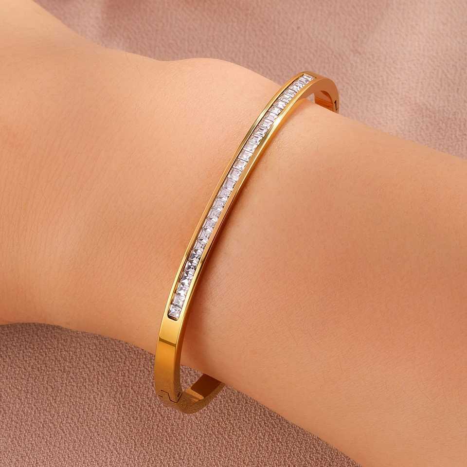 Yupsk New Fashion Inlaid Square Zircon Stainless Steel for Women Simple Minimalist Jewelry Wedding Party Gift H260323 - view 6