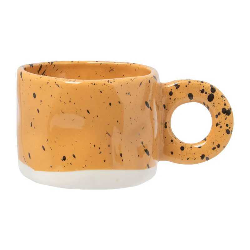 Irregular Splash Ink Ceramic Mug Ring Handle Handmade Coffee Milk Cup Couple Cups Home Office Decoration Handgrip Porcelain H260323