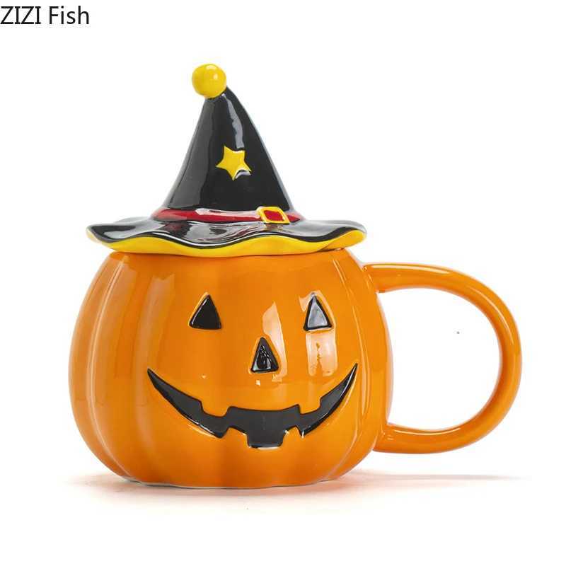 Halloween Pumpkin Porcelain Mugs Water Cup Creative Tableware Coffee Mug Dining Table Afternoon Tea Teacup Fruits Juice Cup D260323
