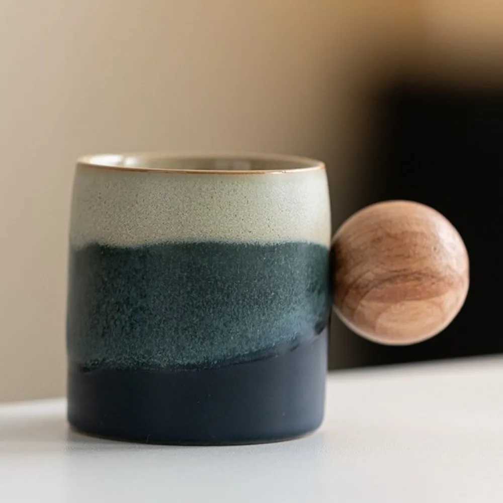 Creative Ceramic Coffee Mug Wood Handle Microwave Dishwasher Safe Coffee Cup Handmade 70ML Porcelain Mug Milk Cocoa Hot Tea H260323