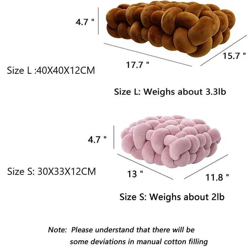 Knotted Square Cushion Nordic Aesthetic Stuffed Pillow Office Chair Decorative Plush Pillow Sleeping Back Knot Hand-made Cushion H260323