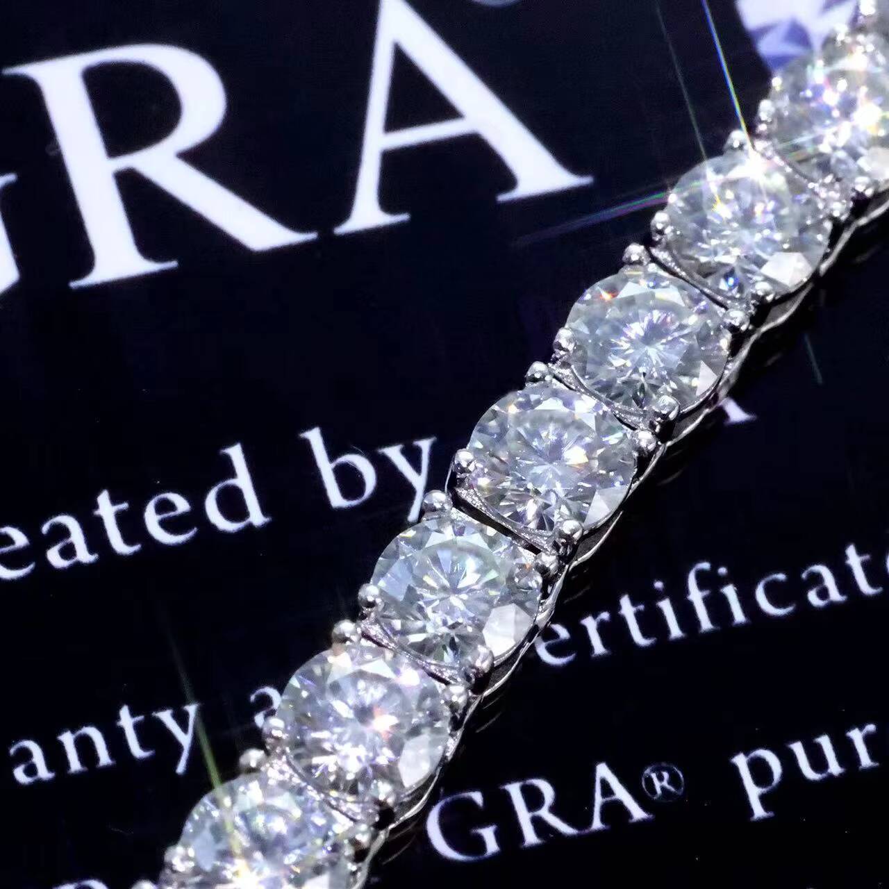 Lanxin Mens European and American Style Moissanite Round Brilliant Cut Tennis Bracelet Hip-Hop Trend Party High Quality