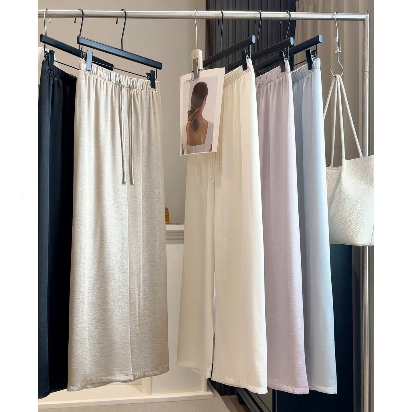 Shimmering Satin Silky Acetate Wide-leg Pants For Women 2026 Spring/summer New Style Drawstring Ice Silk Cool Casual Designer Pants Straight Pants