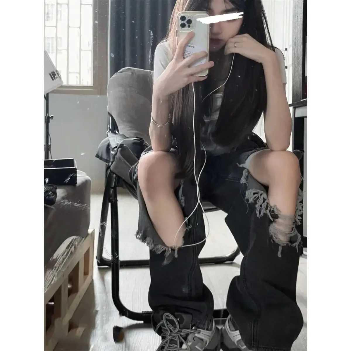 Denim Overalls Women Jeans Spring and Autumn New Fashion Distressed Retro Ripped Jeans Pant Loose Casual Jumpsuits Women Rompers M260323