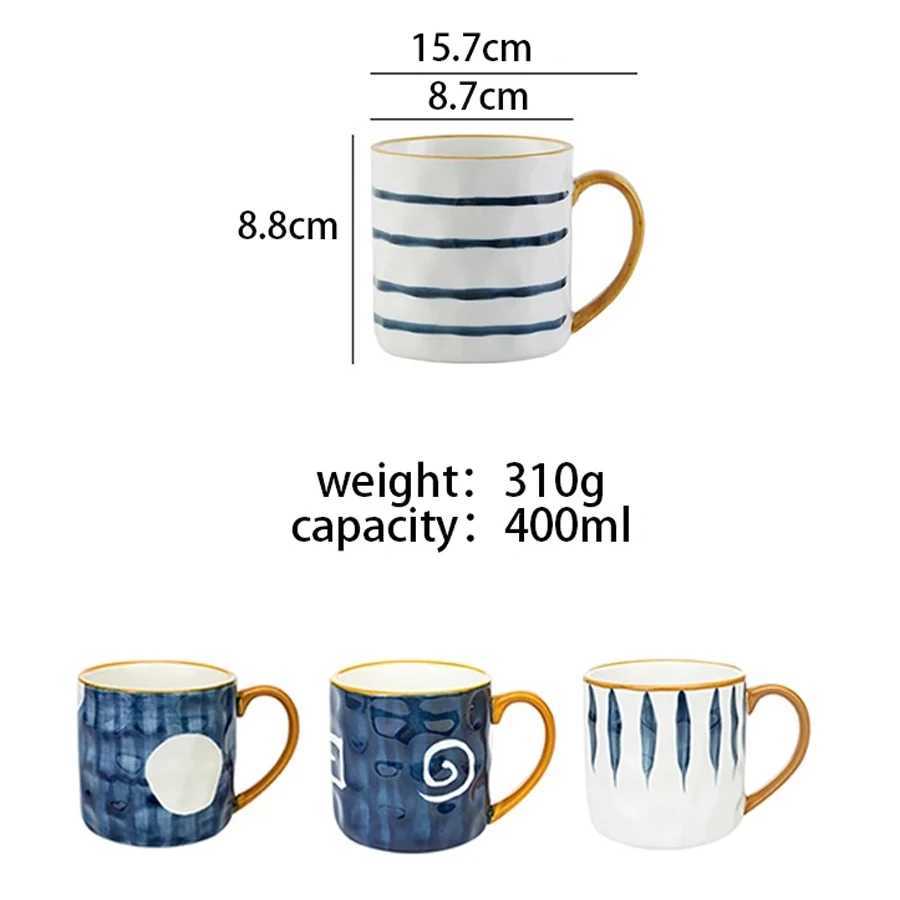 YWDL 400ml Bumpy Surface Ceramic Coffee Mug Heat-resisting Milk Oats Breakfast Cup With Handgrip Home Mug Drinkware Japanese D260323